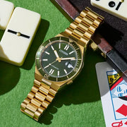 Citizen Tsuyosa Shore Watch in Yellow Goldtone with Green Dial #NJ0232-53X