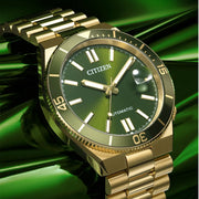 Citizen Tsuyosa Shore Watch in Yellow Goldtone with Green Dial #NJ0232-53X