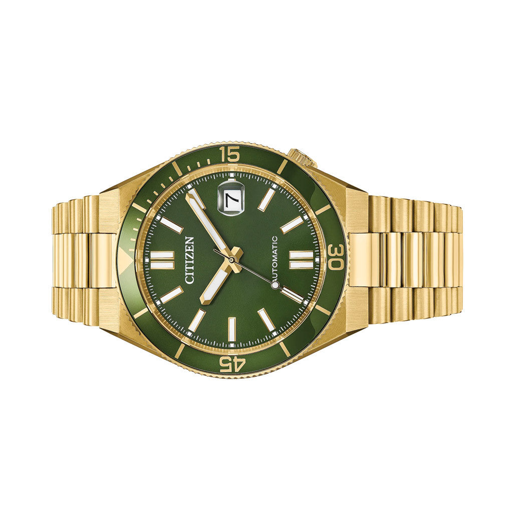 Citizen Tsuyosa Shore Watch in Yellow Goldtone with Green Dial