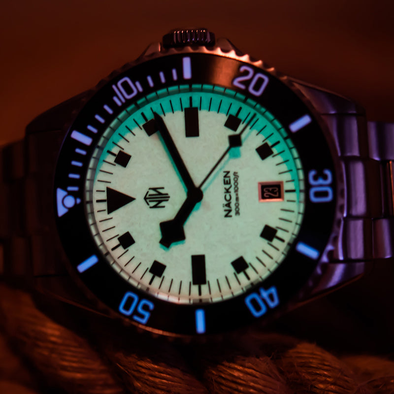 NTH Näcken Vintage Full Lume Hi-Beat Automatic Dive Watch with Date #WW-NTH-NVWD lume