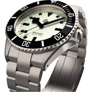 NTH Näcken Vintage White Hi-Beat Automatic Dive Watch without Date #WW-NTH-NVWN dial zoom