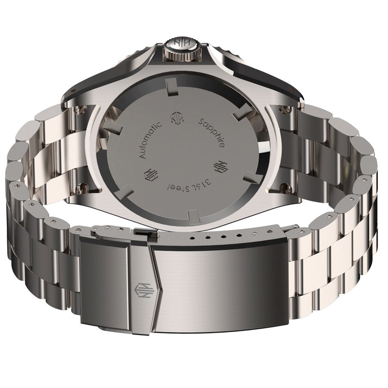 NTH Näcken Vintage White Hi-Beat Automatic Dive Watch without Date #WW-NTH-NVWN back