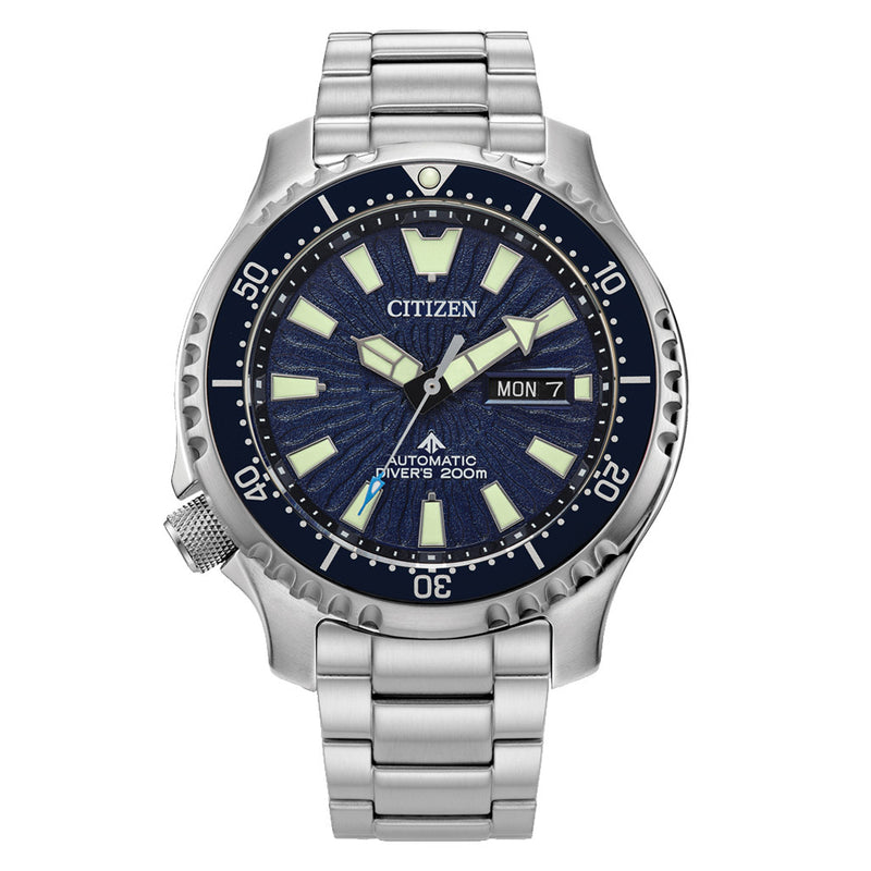 Citizen Automatic Promaster Dive Watch with Blue Dial and Stainless Steel Bracelet #NY0136-52L zoom