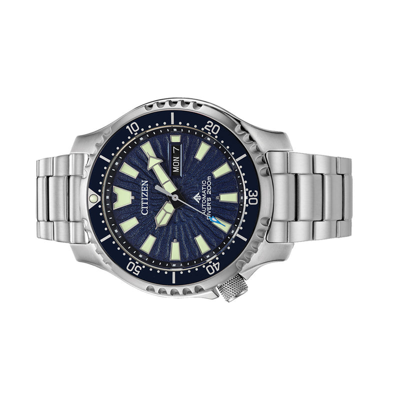 Citizen Automatic Promaster Dive Watch with Blue Dial and Stainless Steel Bracelet #NY0136-52L side