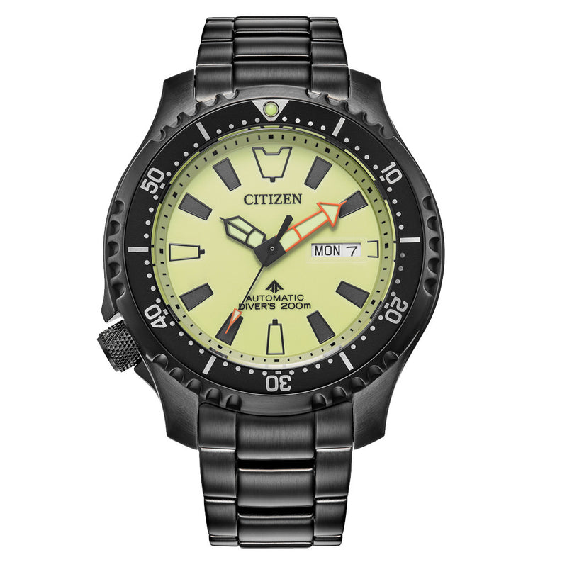 Citizen Automatic Promaster Dive Watch with Fully Lumed Dial and PVD Case and Bracelet #NY0155-58X zoom