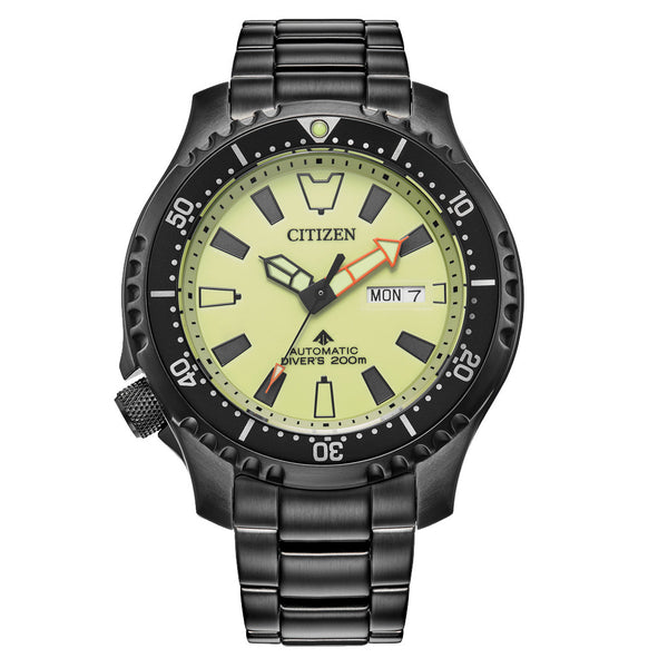 Citizen Automatic Promaster Dive Watch with Fully Lumed Dial and PVD Case and Bracelet #NY0155-58X zoom