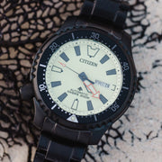 Citizen Automatic Promaster Dive Watch with Fully Lumed Dial and PVD Case and Bracelet #NY0155-58X lifestyle