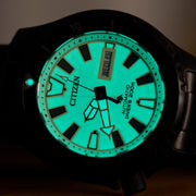 Citizen Automatic Promaster Dive Watch with Fully Lumed Dial and PVD Case and Bracelet #NY0155-58X lume