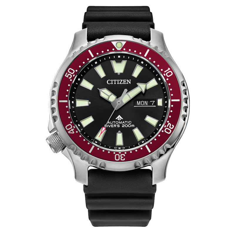 Citizen Automatic Promaster Dive Watch with Black Dial and Rubber Strap #NY0156-04E zoom