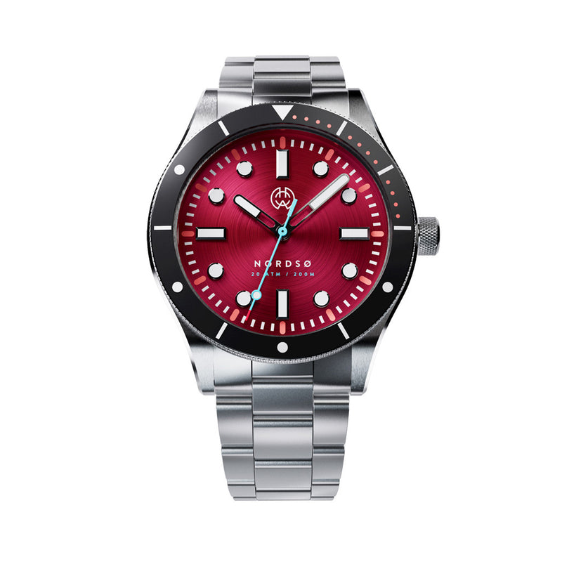 Henry Archer Nordso Automatic Dive Watch with Crimson Red Dial #HAC-NOR-CRI-3LI