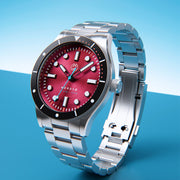 Henry Archer Nordso Automatic Dive Watch with Crimson Red Dial #HAC-NOR-CRI-3LI