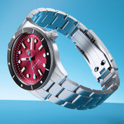 Henry Archer Nordso Automatic Dive Watch with Crimson Red Dial #HAC-NOR-CRI-3LI