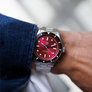 Henry Archer Nordso Automatic Dive Watch with Crimson Red Dial #HAC-NOR-CRI-3LI wrist