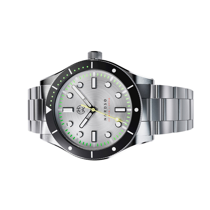 Henry Archer Nordso Automatic Dive Watch with Silverleaf Dial #HAC-NOR-SLF-3LI side