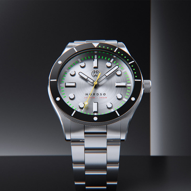 Henry Archer Nordso Automatic Dive Watch with Silverleaf Dial #HAC-NOR-SLF-3LI