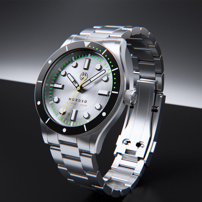 Henry Archer Nordso Automatic Dive Watch with Silverleaf Dial #HAC-NOR-SLF-3LI