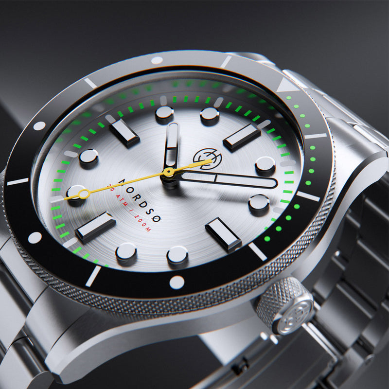 Henry Archer Nordso Automatic Dive Watch with Silverleaf Dial #HAC-NOR-SLF-3LI