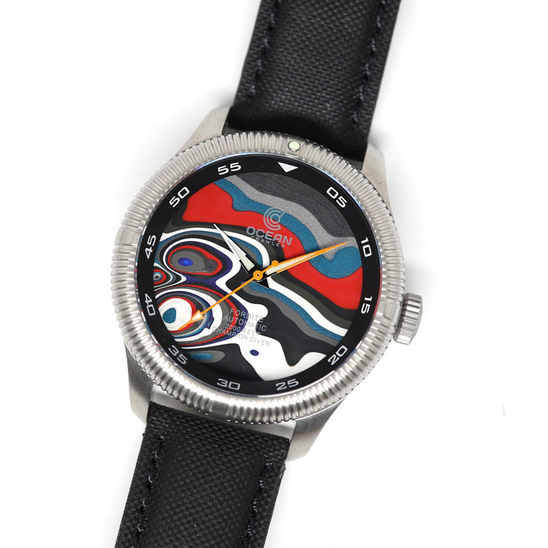 Ocean Crawler Champion Diver with Fordite Dial A #OC-CD-FRAA tilt