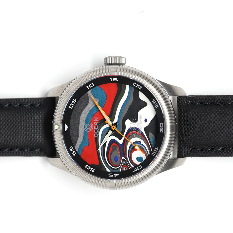 Ocean Crawler Champion Diver with Fordite Dial A #OC-CD-FRAA side