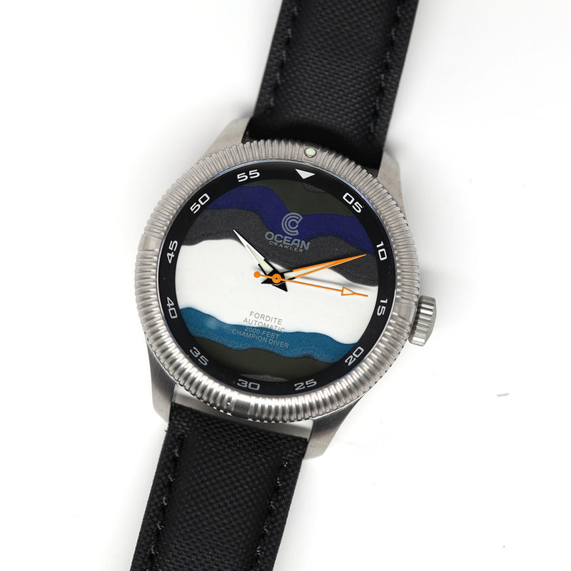 Ocean Crawler Champion Diver with Fordite Dial B #OC-CD-FRAB tilt
