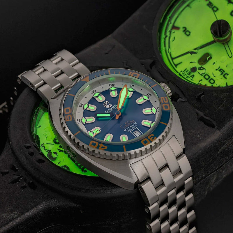 Ocean Crawler Core Diver V4 with Blue Dial #OC-CR-V4-BO lume