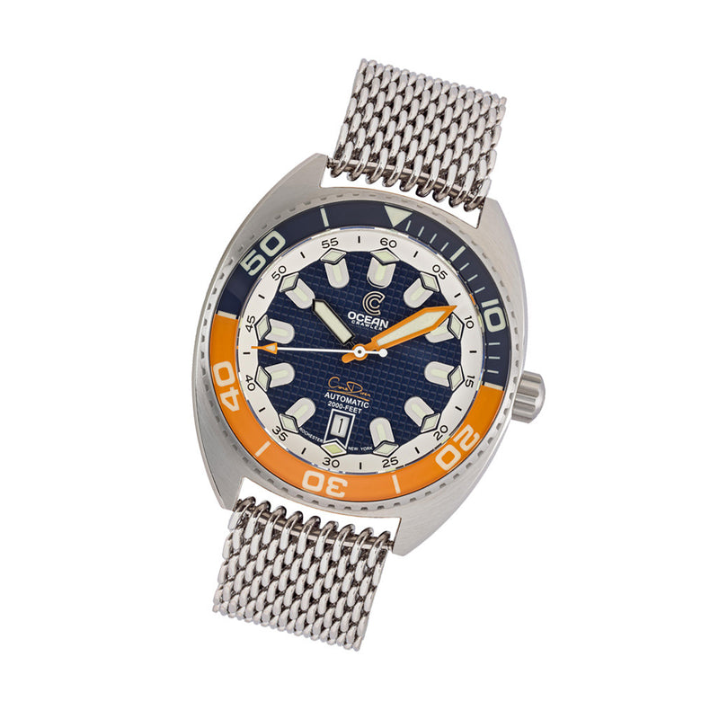 Ocean Crawler Core Diver V4 with Blue and Orange Dial #OC-CR4-BOtilt