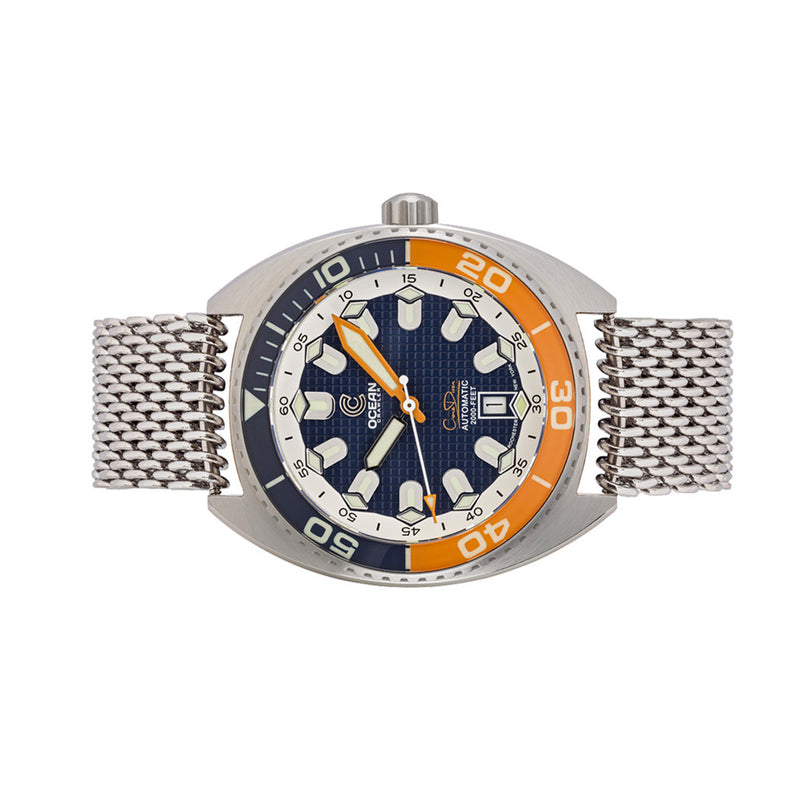 Ocean Crawler Core Diver V4 with Blue and Orange Dial #OC-CR4-BO side
