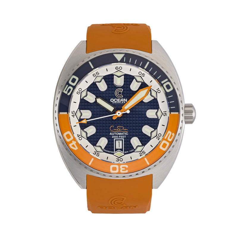Ocean Crawler Core Diver V4 with Blue and Orange Dial #OC-CR4-BO extra band