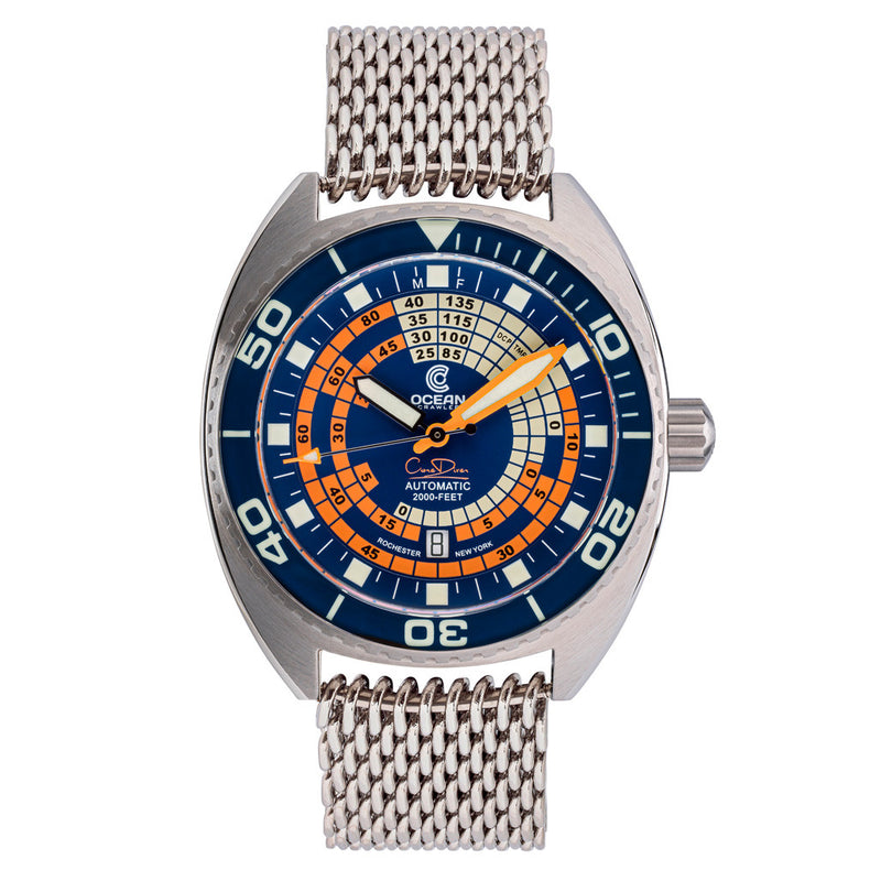 Ocean Crawler Core Diver V4 with Blue and Orange Decompression Dial #OC-DCT-BLU zoom