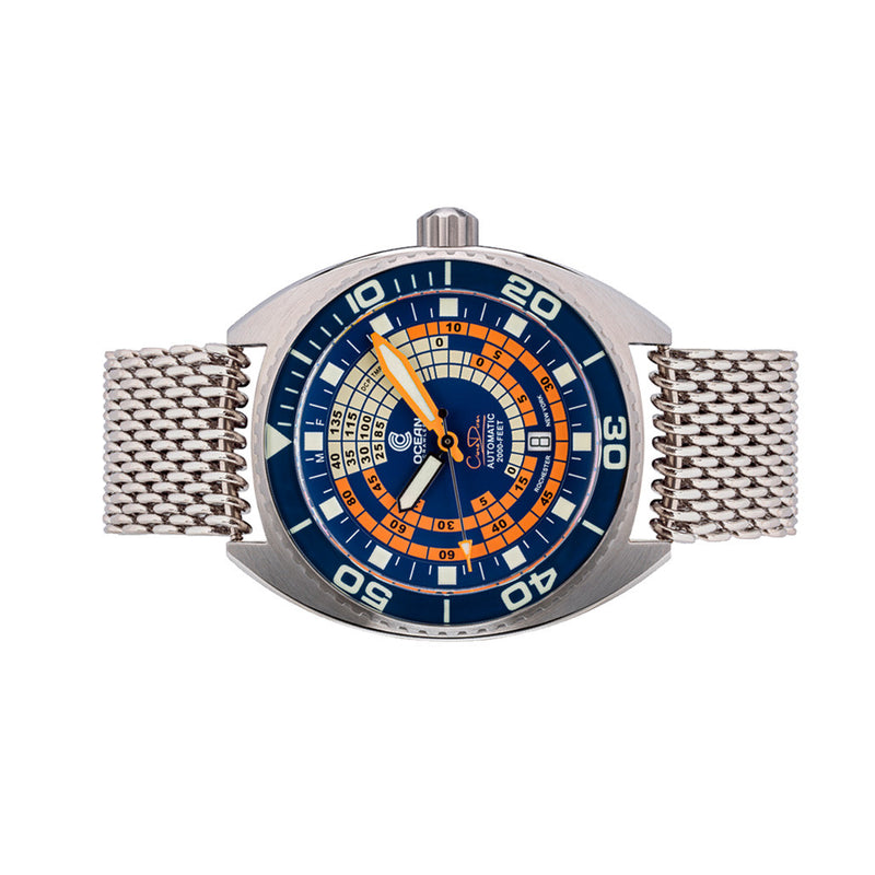 Ocean Crawler Core Diver V4 with Blue and Orange Decompression Dial #OC-DCT-BLU side
