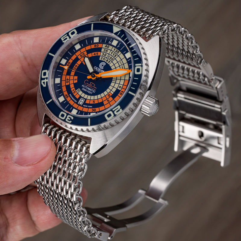 Ocean Crawler Core Diver V4 with Blue and Orange Decompression Dial #OC-DCT-BLU lifestyle