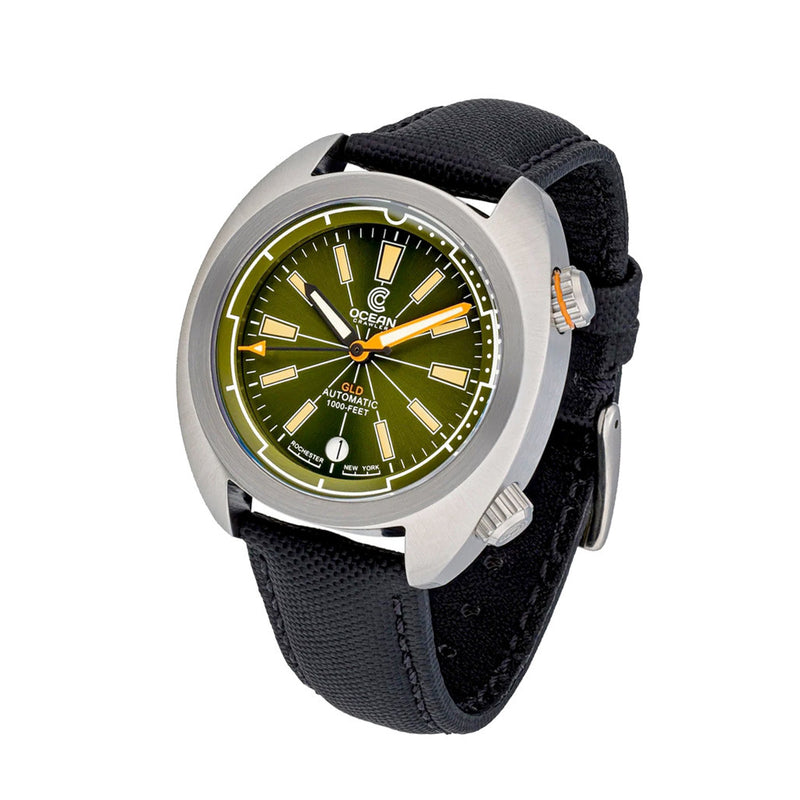 Ocean Crawler Great Lakes Diver with Green Dial #OC-GL-V2-GR tilt