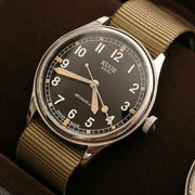 KUOE Old Smith 90-002 Automatic 38mm Watch with Black Dial #OS90002-ND-BK-LARGE