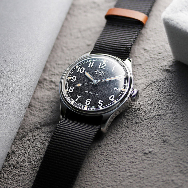 KUOE Old Smith 90-002 Automatic 35mm Watch with Black Dial #OS90002-ND-BK-NATO-SA