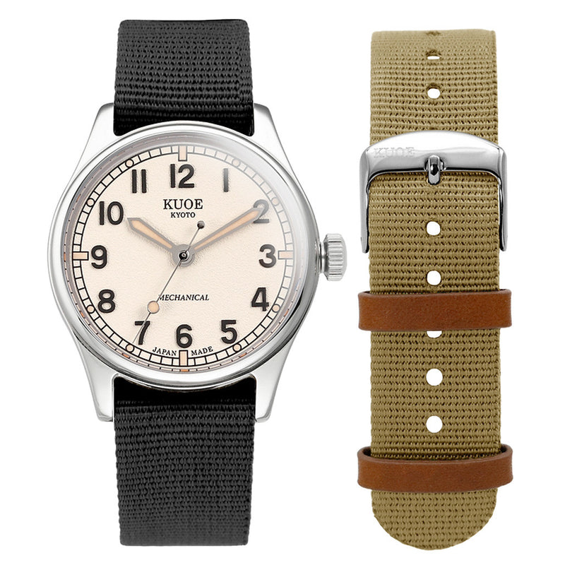 KUOE Old Smith 90-002 Automatic 35mm Watch with Ivory Dial #OS90002-ND-IV-NATO-SA