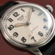 KUOE Old Smith 90-002 Automatic 35mm Watch with Ivory Dial #OS90002-ND-IV-NATO-SA