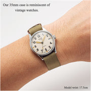 KUOE Old Smith 90-002 Automatic 35mm Watch with Ivory Dial #OS90002-ND-IV-NATO-SA