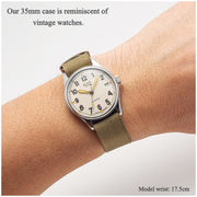 KUOE Old Smith 90-002 Automatic 35mm Watch with Navy Dial #OS90002-ND-NV-NATO-SA
