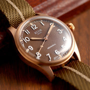 KUOE Old Smith 90-002 Bronze Case Automatic 38mm Watch with Brown Dial #OS90002BZ-ND-BR-KB-LARGE