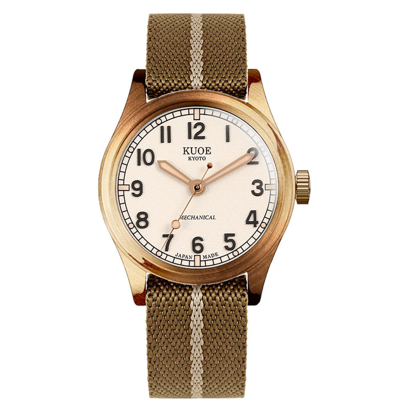 KUOE Old Smith 90-002 Bronze Case Automatic 38mm Watch with Ivory Dial #OS90002BZ-ND-IV-KB-LARGE
