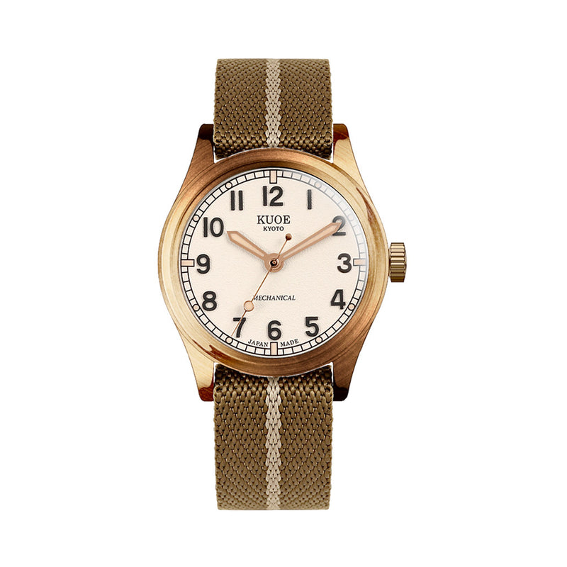 KUOE Old Smith 90-002 Bronze Case Automatic 38mm Watch with Ivory Dial #OS90002BZ-ND-IV-KB-LARGE