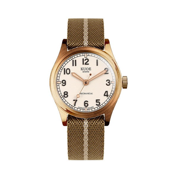 KUOE Old Smith 90-002 Bronze Case Automatic 38mm Watch with Ivory Dial #OS90002BZ-ND-IV-KB-LARGE