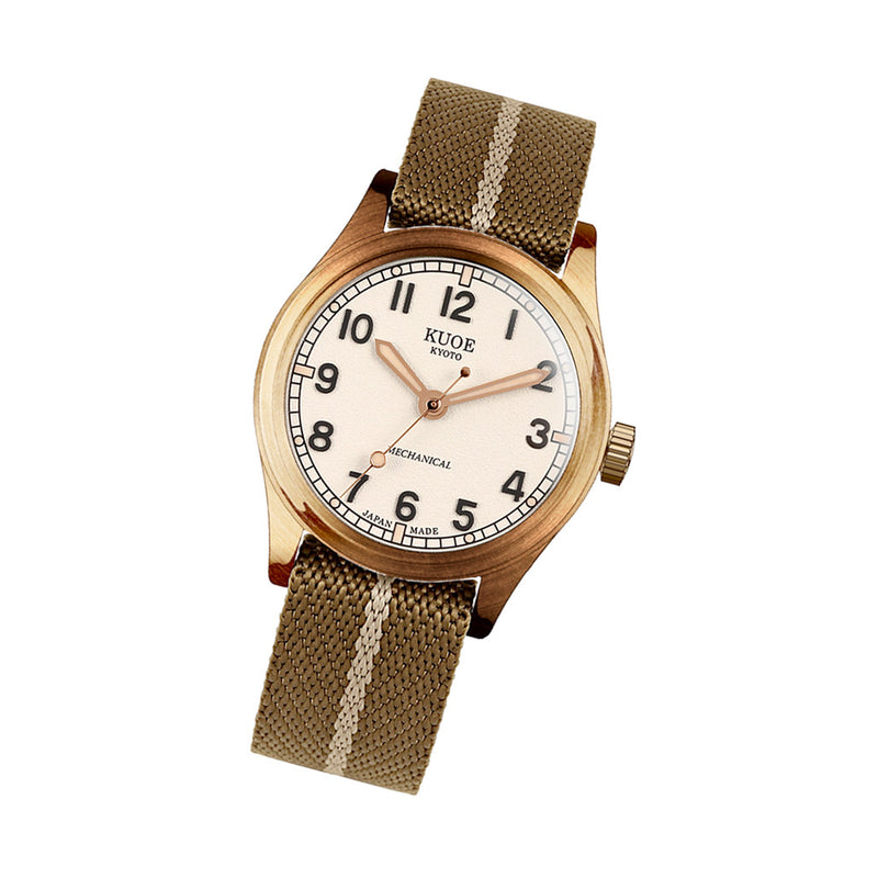 KUOE Old Smith 90-002 Bronze Case Automatic 38mm Watch with Ivory Dial #OS90002BZ-ND-IV-KB-LARGE