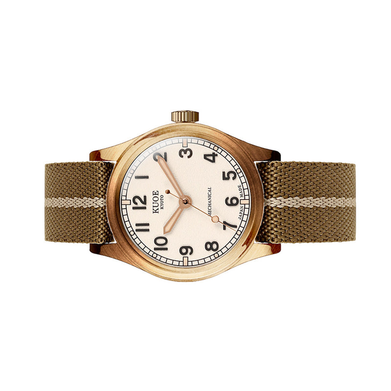 KUOE Old Smith 90-002 Bronze Case Automatic 38mm Watch with Ivory Dial #OS90002BZ-ND-IV-KB-LARGE