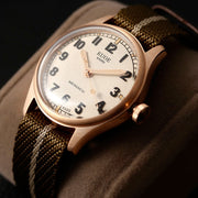 KUOE Old Smith 90-002 Bronze Case Automatic 38mm Watch with Ivory Dial #OS90002BZ-ND-IV-KB-LARGE