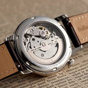 KUOE Old Smith 90-007 Automatic 35mm Watch with Blued Hands #OS90007-ABL-IT-DBR-SA
