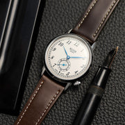 KUOE Old Smith 90-007 Automatic 35mm Watch with Blued Hands #OS90007-ABL-IT-DBR-SA