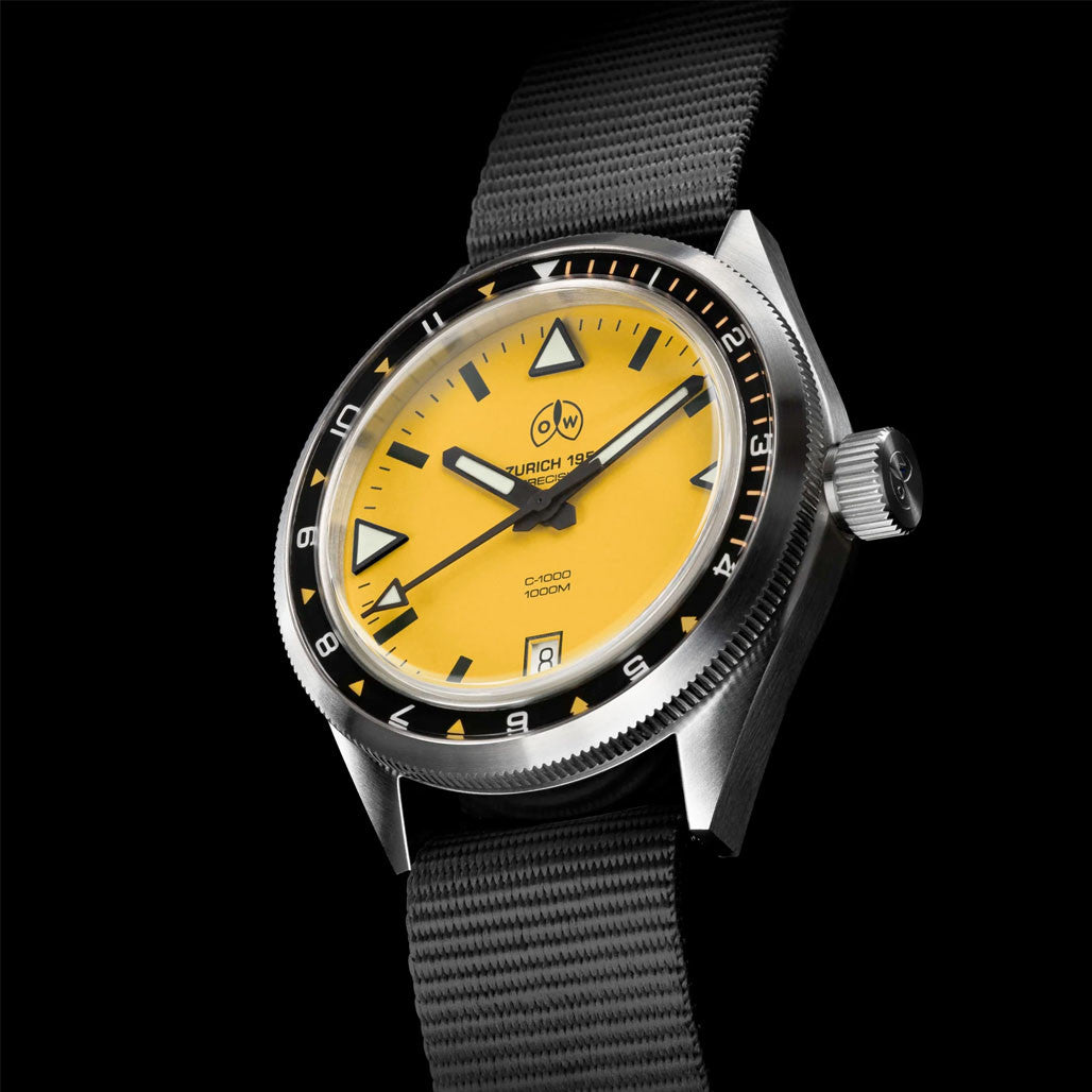Ollech & Wajs Swiss Automatic C-1000 Diver with Yellow Dial #OW