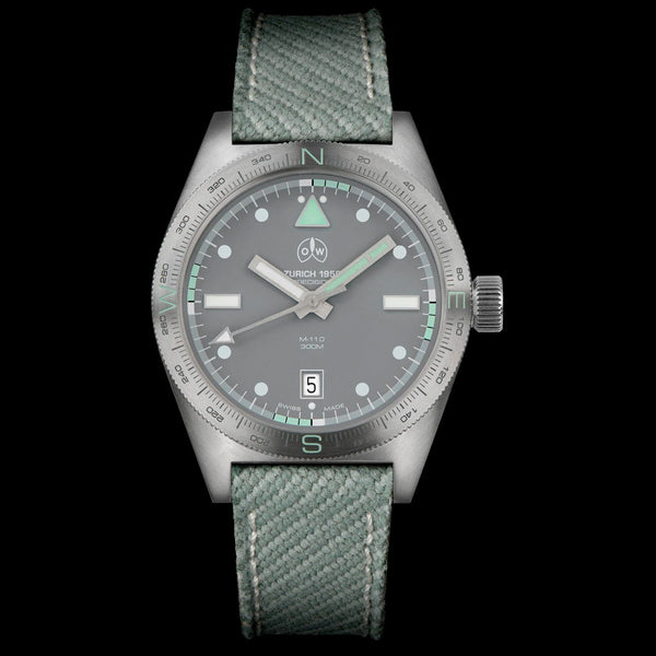 Ollech & Wajs Swiss Automatic M-110 Dive Watch with Compass Bezel #OW-M-110