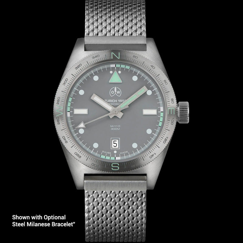 Ollech & Wajs Swiss Automatic M-110 Dive Watch with Compass Bezel #OW-M-110